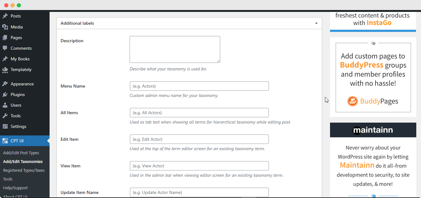 WordPress Custom Taxonomies