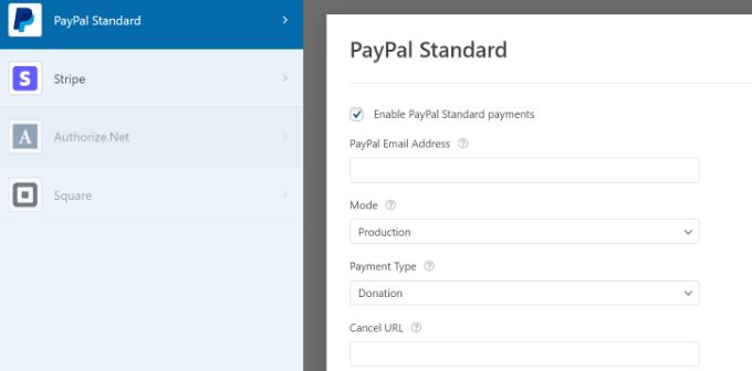 Włącz PayPal w WPForms