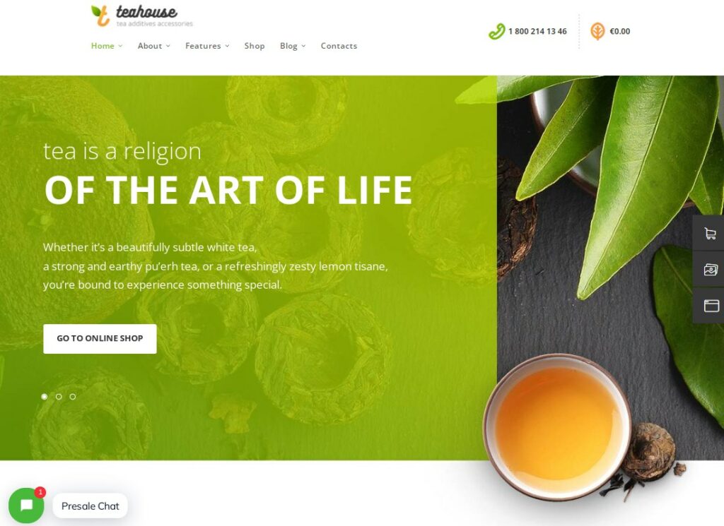 casa de té | Tema de WordPress para tienda de té y cafetería