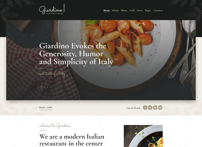 Giardino | O temă WordPress pentru restaurante și cafenele italiene