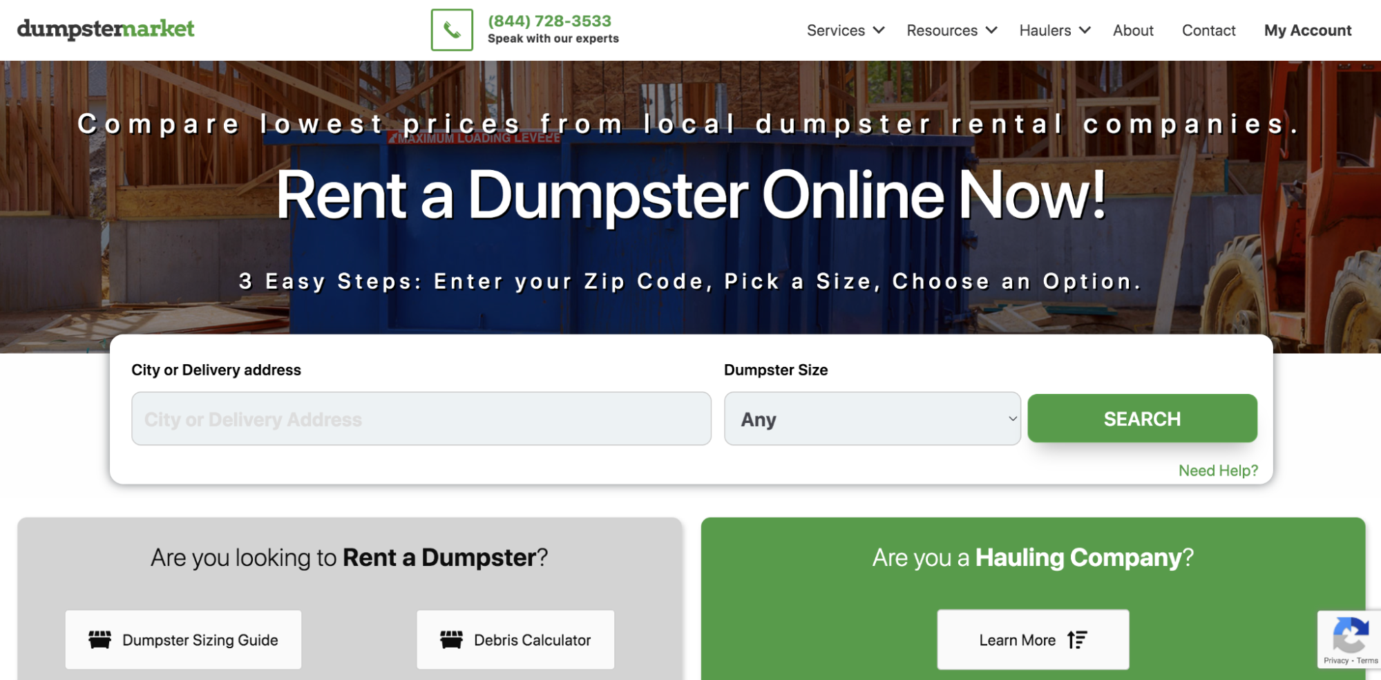 Mercado online Dumpster Market construído com WooCommerce