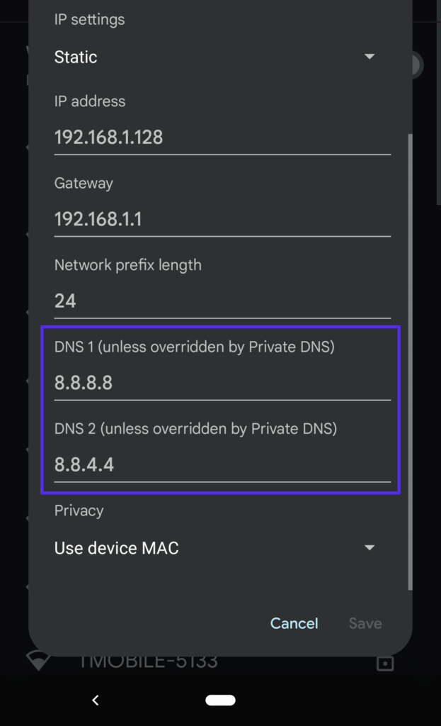 Usuwanie błędu DNS_PROBE_FINISHED_NXDOMAIN z systemu Android