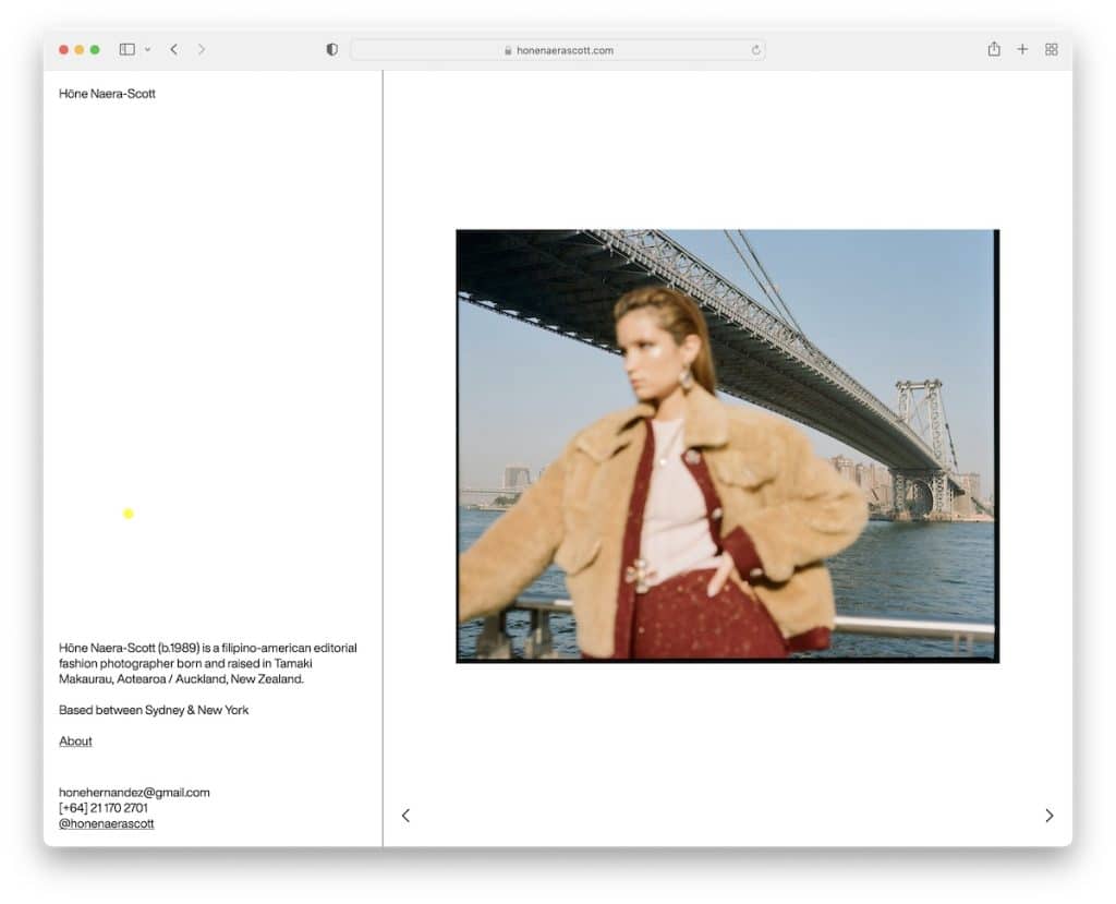 sito web di hone naera scott webflow