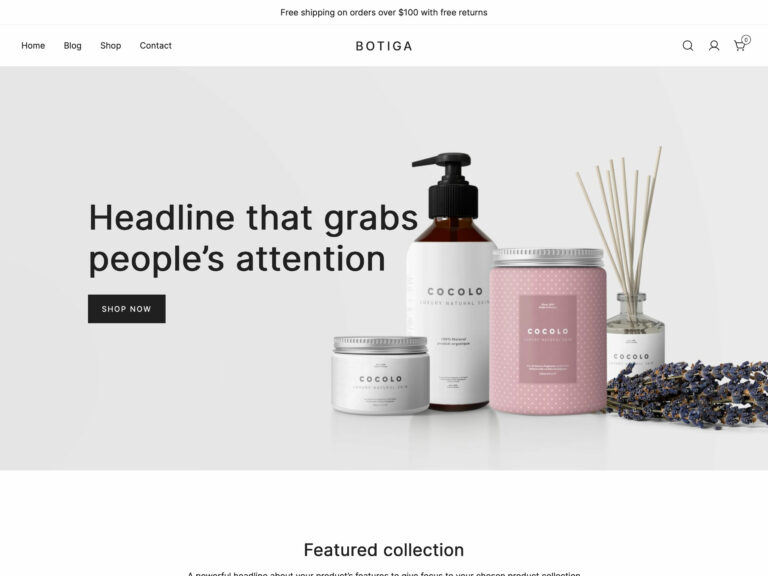 Botiga WooCommerce テーマ、無料のスターター サイト