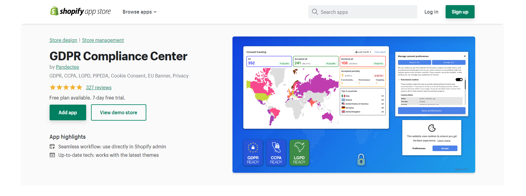 GDPR コンプライアンス センター - Shopify Cookie アプリ