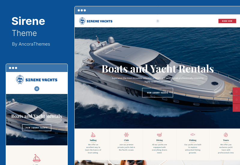 Motyw Sirene - Usługi czarteru jachtów i wynajem łodzi Motyw WordPress