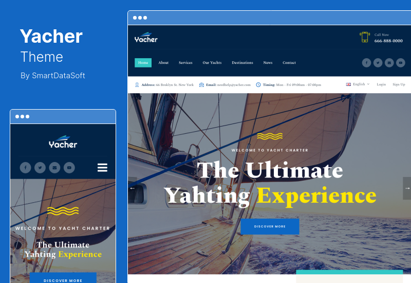 Motyw Yachera - Motyw WordPress dotyczący usług czarteru jachtów