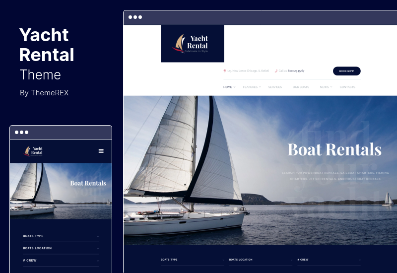 Motyw Yacht Rental - Motyw WordPress dotyczący wynajmu jachtów i łodzi