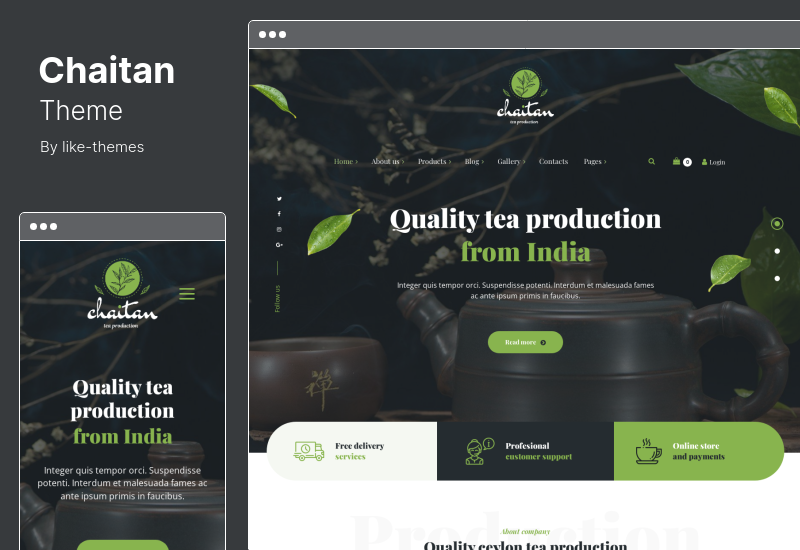Motyw Chaitan - Motyw WordPress firmy produkującej herbatę i sklepu ekologicznego