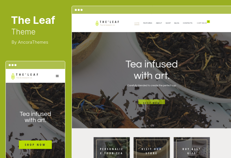 Motyw TheLeaf — motyw WordPress firmy produkującej herbatę i kawiarnia online