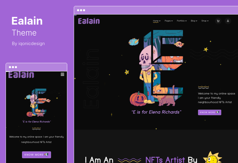 Ealain Theme - Cyfrowe portfolio kreatywnych artystów Motyw WordPress