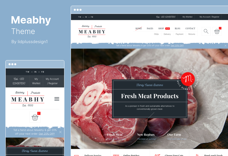 Motyw Meabhy - Motyw WordPress dla sklepu mięsnego i sklepu spożywczego