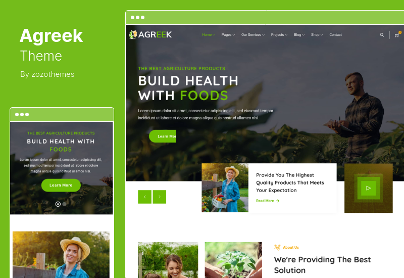 Agreek Theme - Rolnictwo i żywność ekologiczna Motyw WordPress
