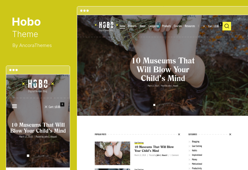 Hobo Theme - Тема WordPress для блога о путешествиях и путешествиях Digital Nomad