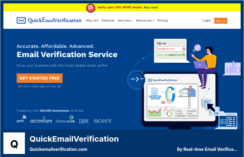 QuickEmailVerification - Gerçek Zamanlı E-posta Doğrulama API'sı ve Güvenilir E-posta Listesi Temizleme