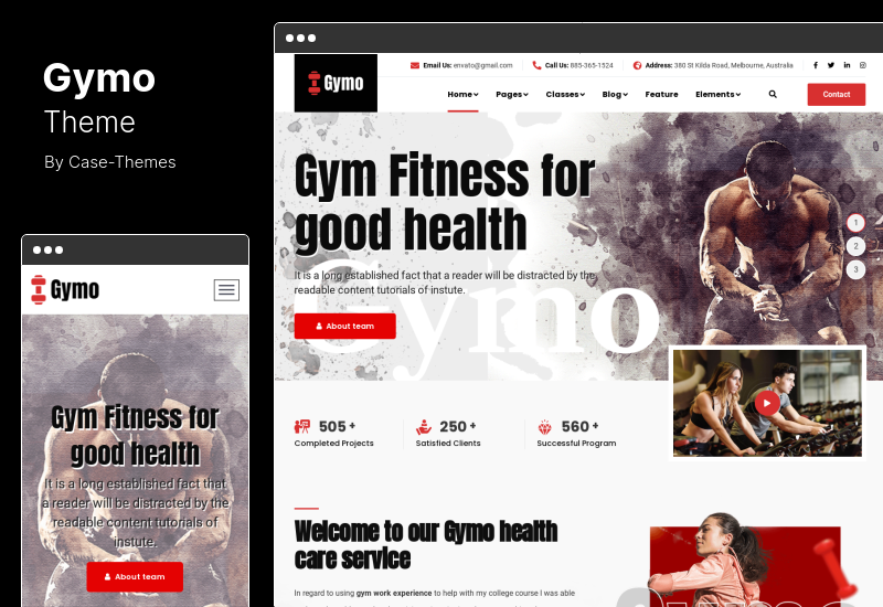 Tema Gymo - Tema WordPress para academia