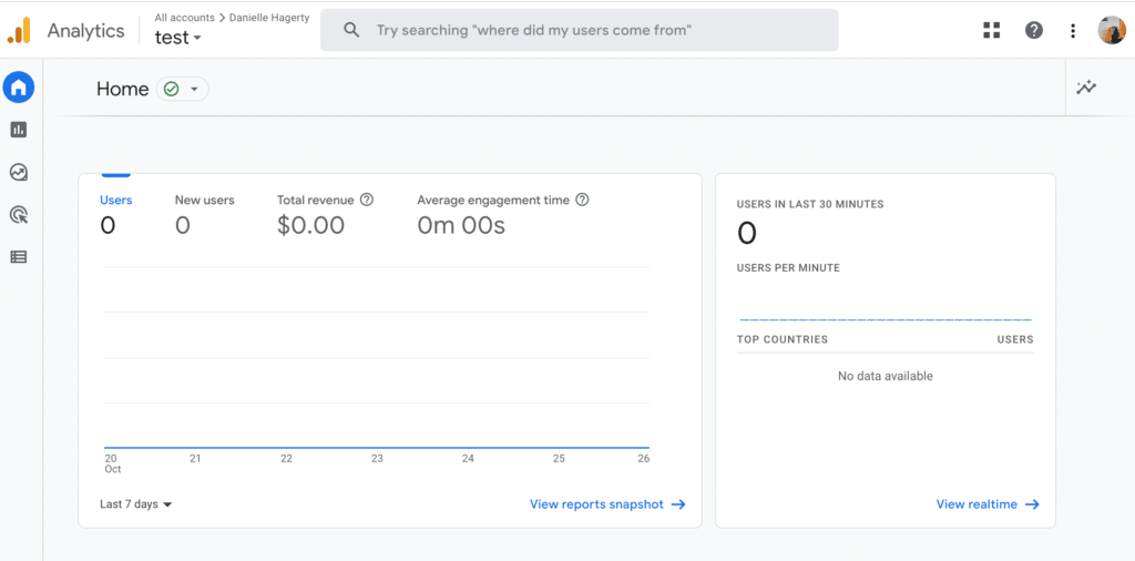 Google Analytics-Startseite