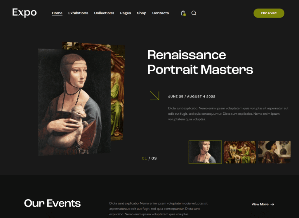 Messe | Moderne Kunst- und Fotografie-Galerie WordPress Theme