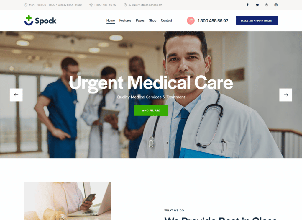 Spock | Tema médico de WordPress multi-skin de Elementor