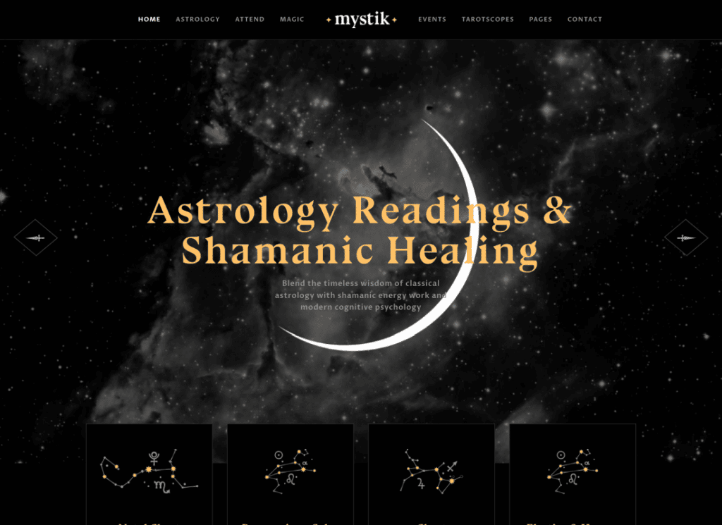 Mistyk | Astrologia i horoskop ezoteryczny Wróżby Motyw WordPress + RTL