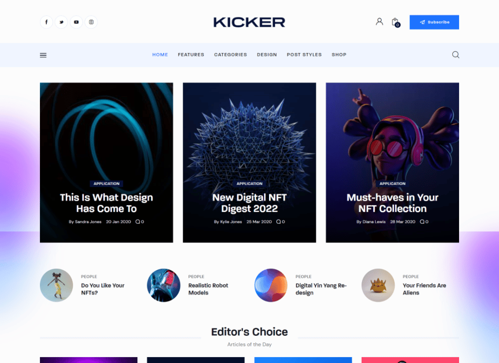 Kicker | Tema WordPress de revista de blog multiuso + Gutenberg