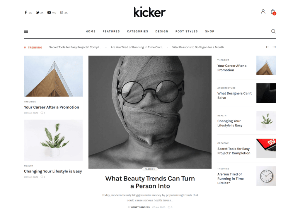 Kicker - Çok Amaçlı Blog Dergisi WordPress Teması