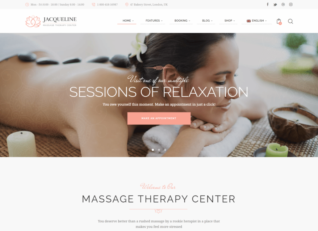 Jacqueline - Spa & Massage Salon Beauty WordPress 主題 + Elementor