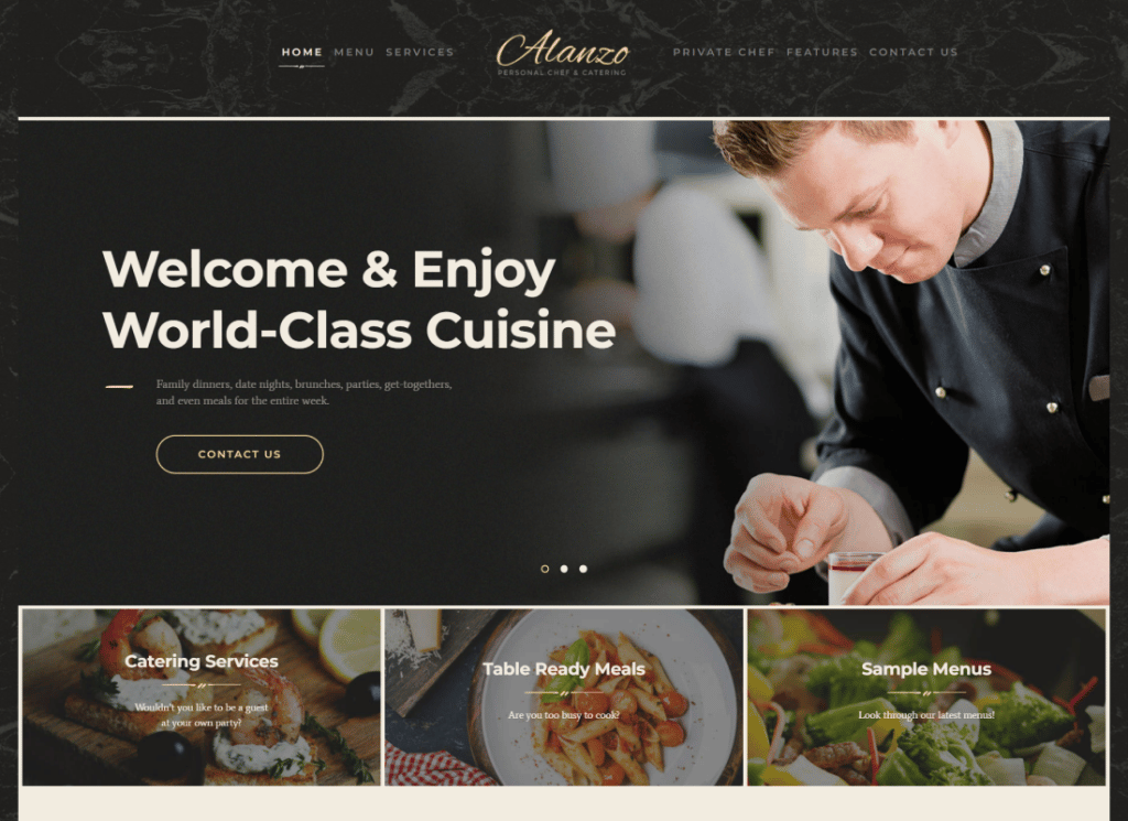 Alanzo - Personal Chef & Hochzeits-Catering-Event WordPress Theme