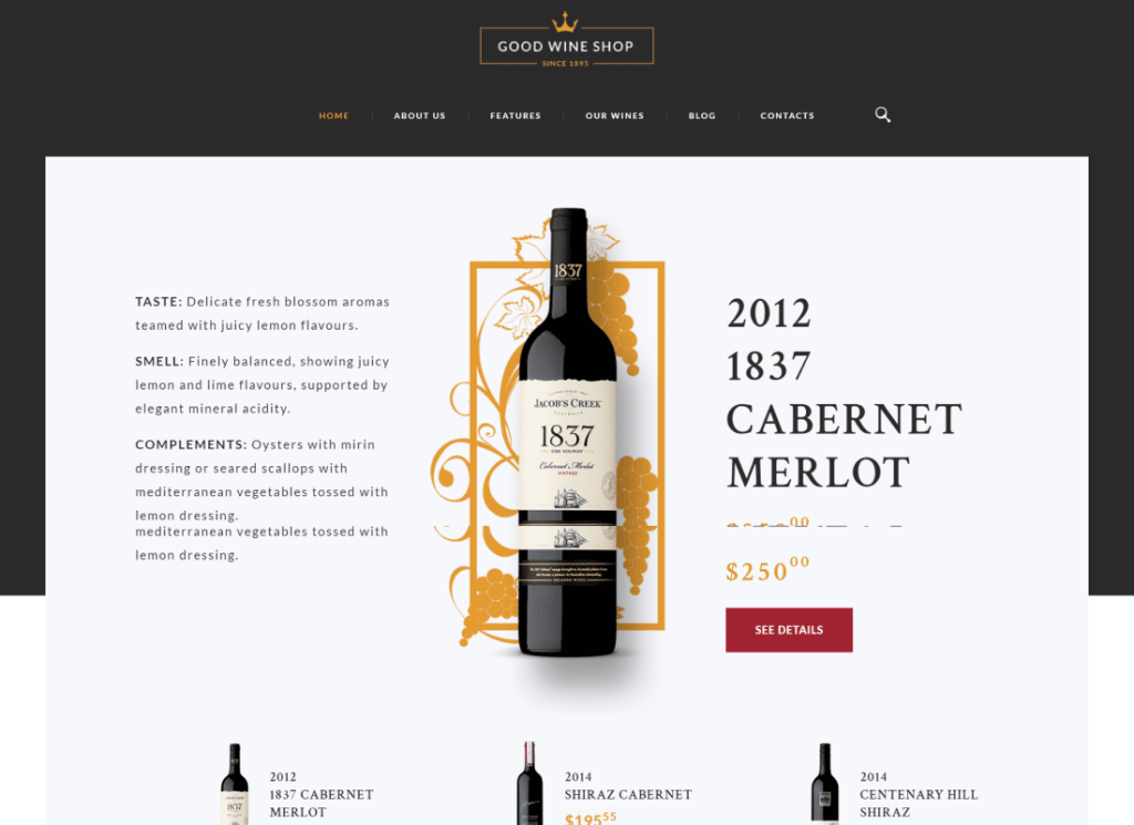 Good Wine - 포도원 및 와이너리 샵 WordPress Theme