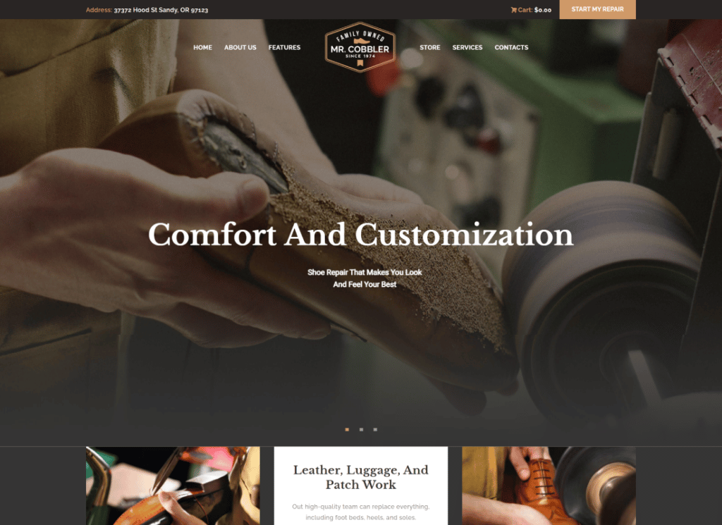 Mr. Cobbler – Maßgeschneiderte Schuhmacherei und Schuhreparatur WordPress Theme