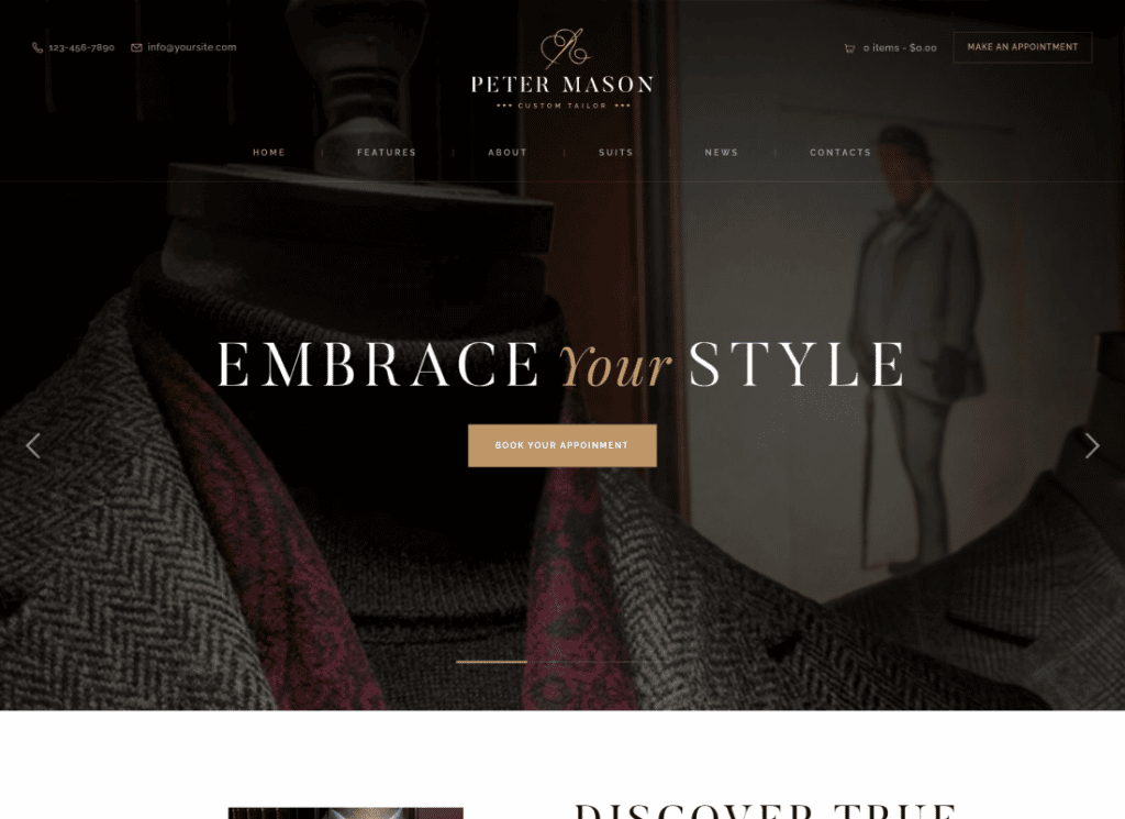 Peter Mason - Custom Tailoring and Clothing Store WordPress Theme