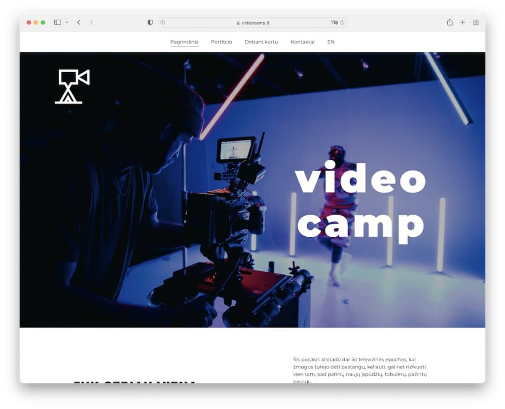 videocamp zyro の Web サイト