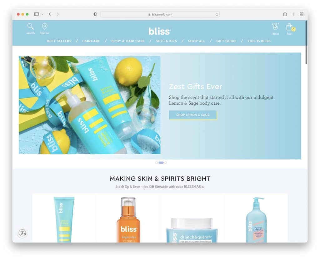 Bliss sito web di bigcommerce