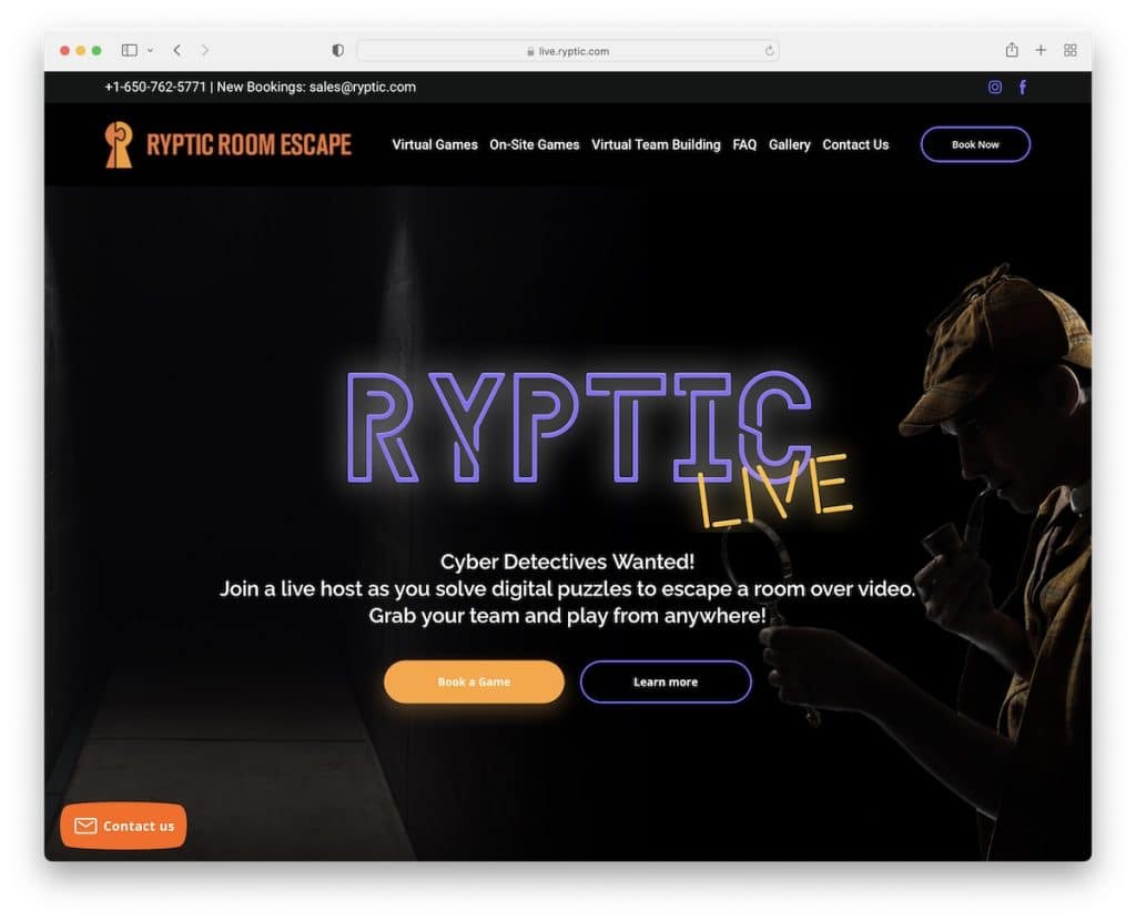 ryptic room escape weblium-Website