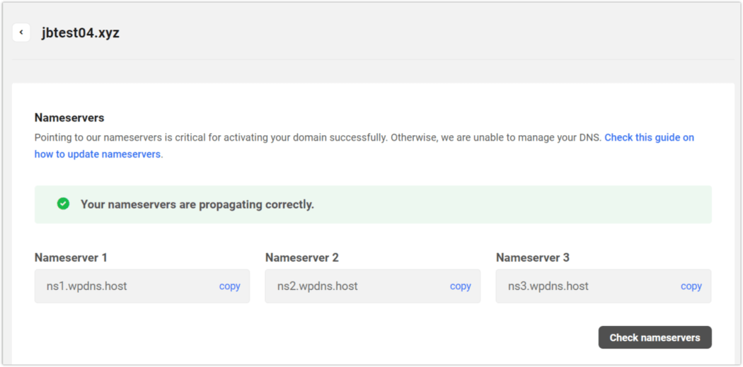 sprawdź dns - serwery nazw propagują się poprawnie (wpmudev)