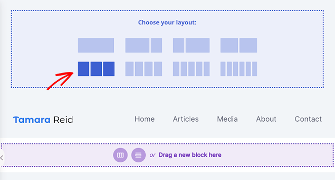 Choose a 3 column row layout