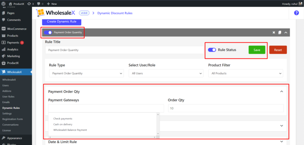 WholesaleX Payment Gateway Selection