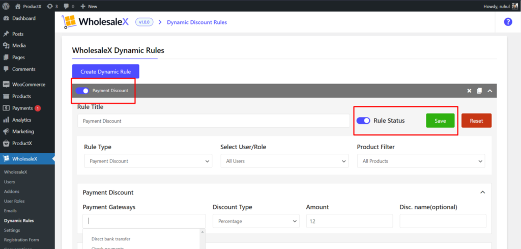 WholesaleX Applying Payment Discount