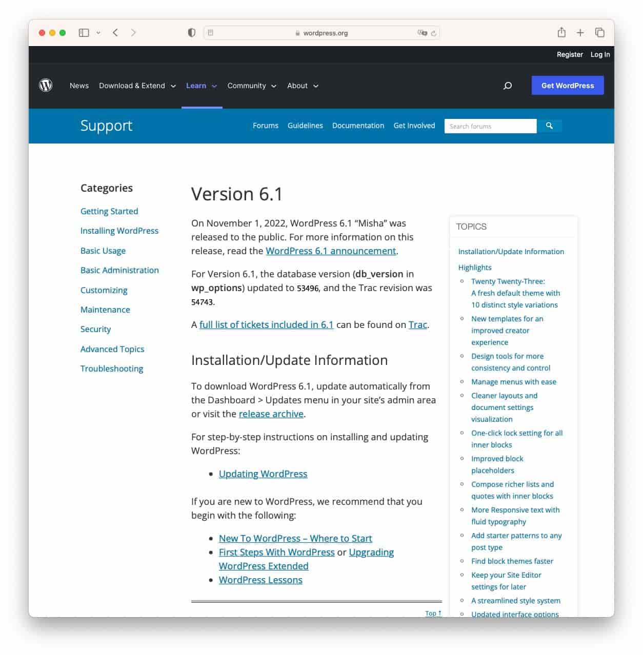 WordPress 6.1