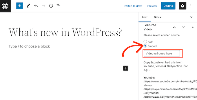 การเพิ่มภาพขนาดย่อของวิดีโอที่โดดเด่นในโปรแกรมแก้ไขบทความของ WordPress