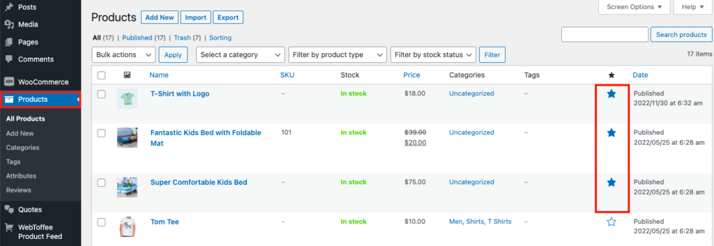 Feature-Produkte in WooCommerce