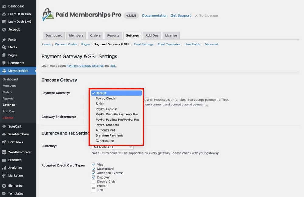 Configurar impostos Paid Memberships Pro