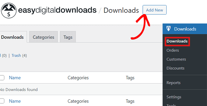 Vai a Download e fai clic su Aggiungi nuovo