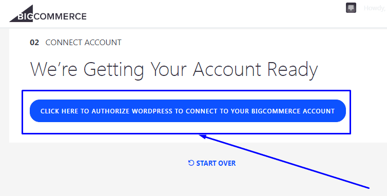 Разрешите WordPress подключиться к вашей учетной записи bigcommerce