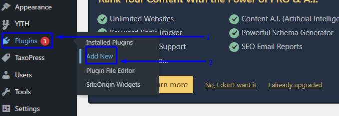 Aggiungi una nuova pagina dei plugin