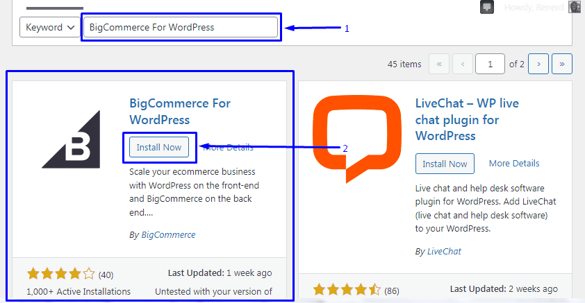 用於 WordPress 插件的 BigCommerce