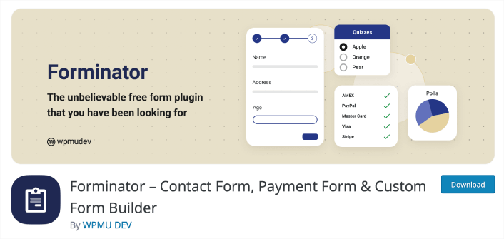 Plugin pentru formularul de contact WordPress Forminator