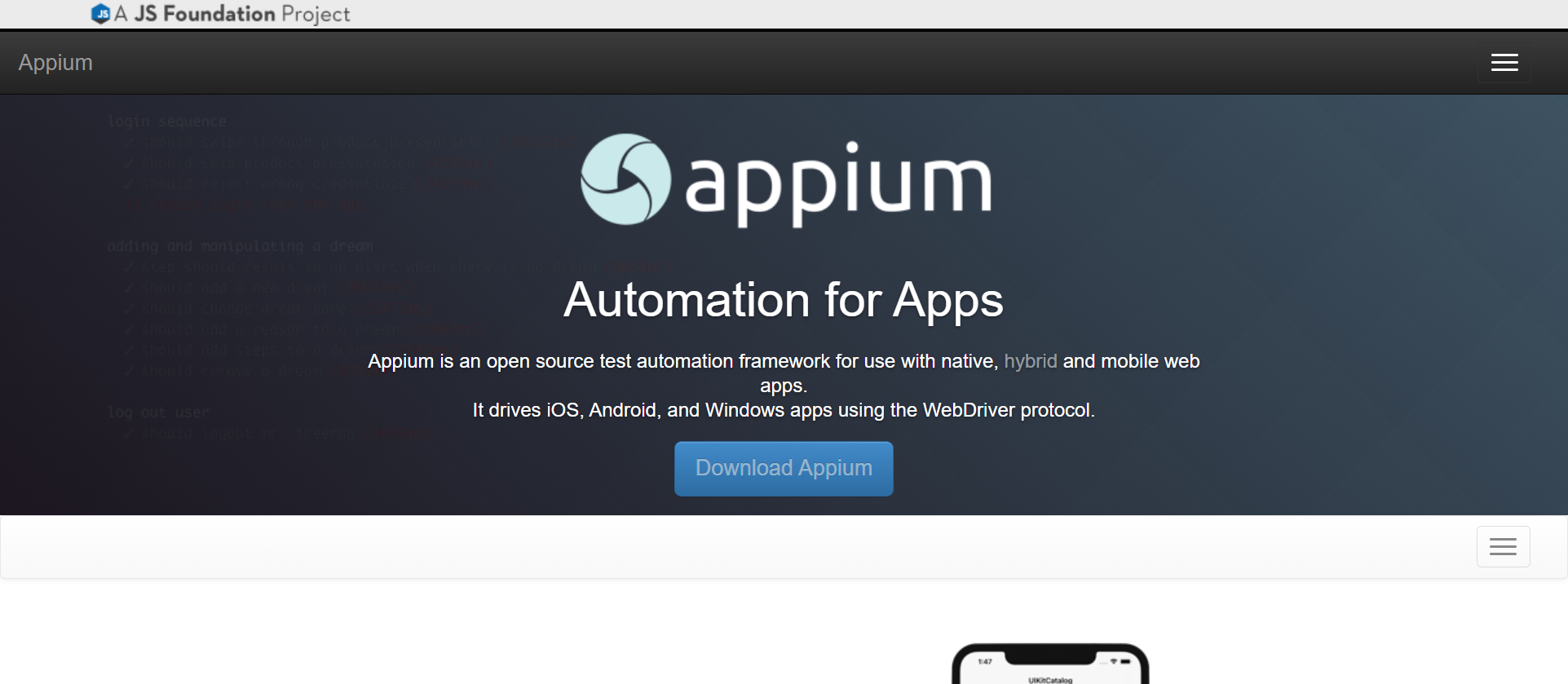 Instrumentul API Appium