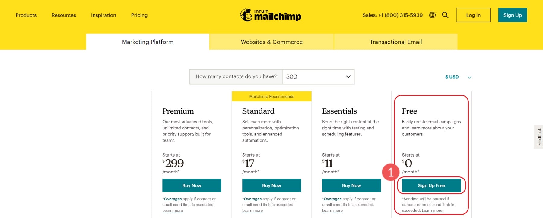 ขั้นตอนที่ 2 - เลือกระดับการตลาดผ่านอีเมล Mailchimp ฟรี