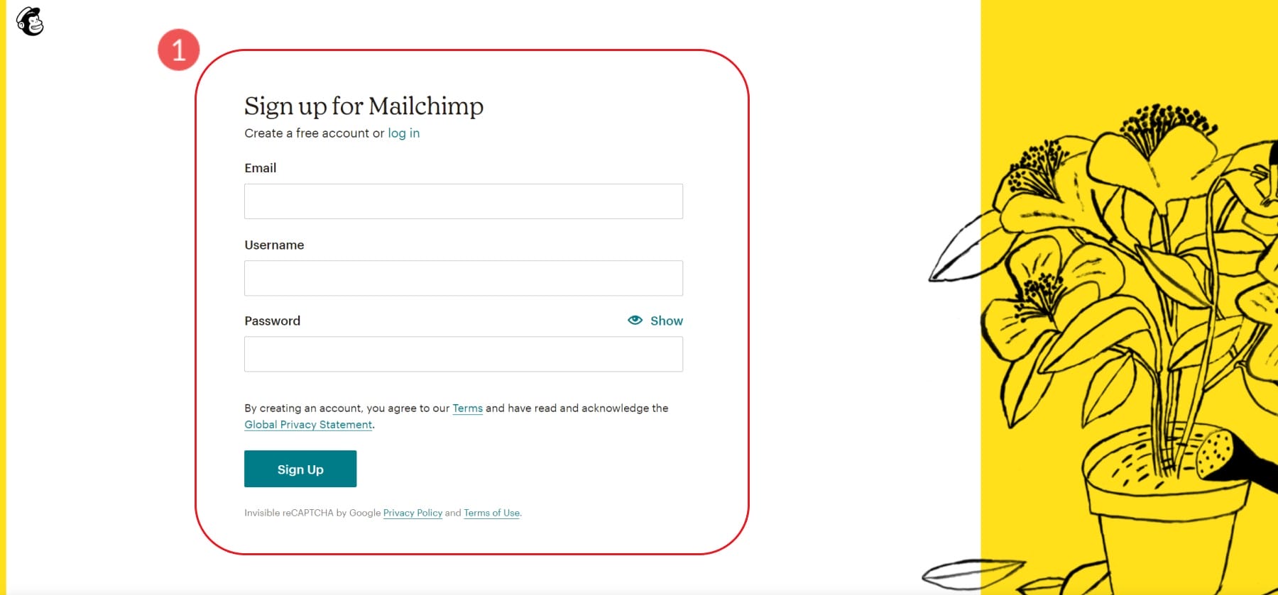 ステップ 3 - Mailchimp にサインアップする